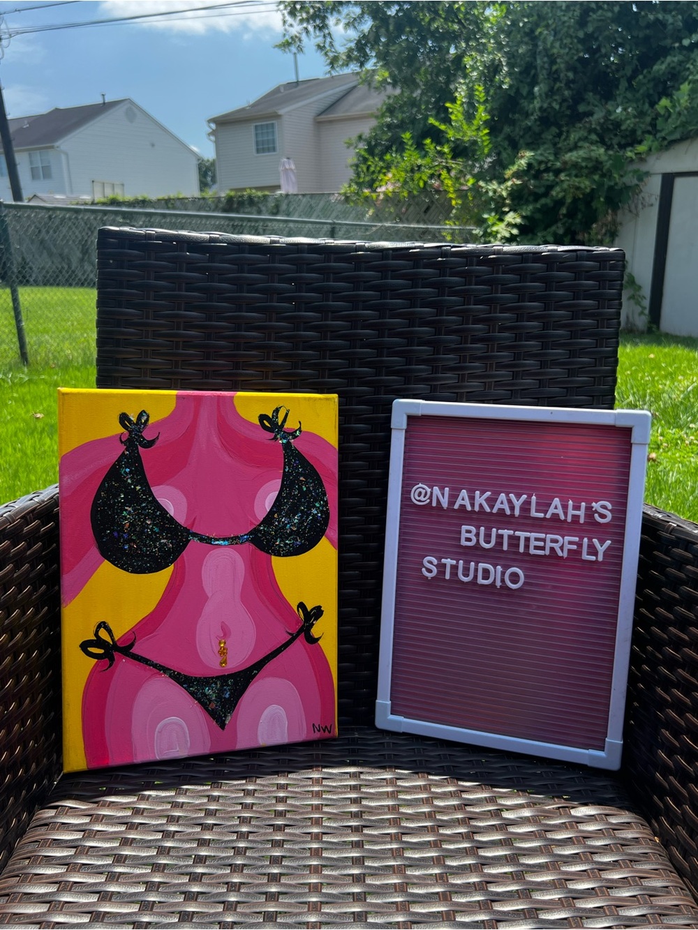 Artist Couture Pink and Yellow Bikini Body Pop Art Canvas